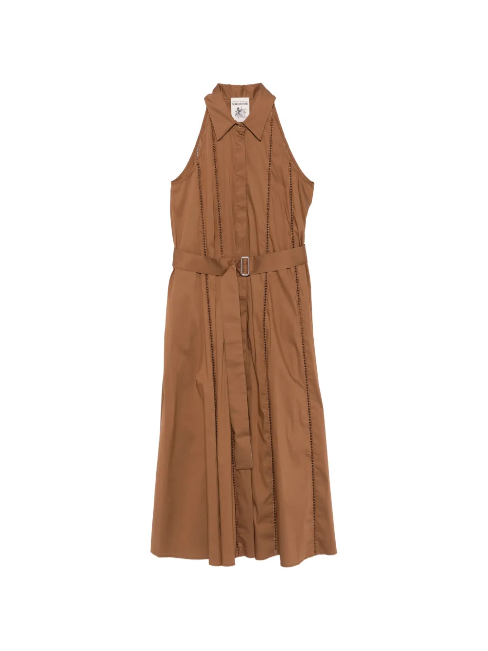 Semicouture Myrtie ladder-stitch belted dress - Marrone
