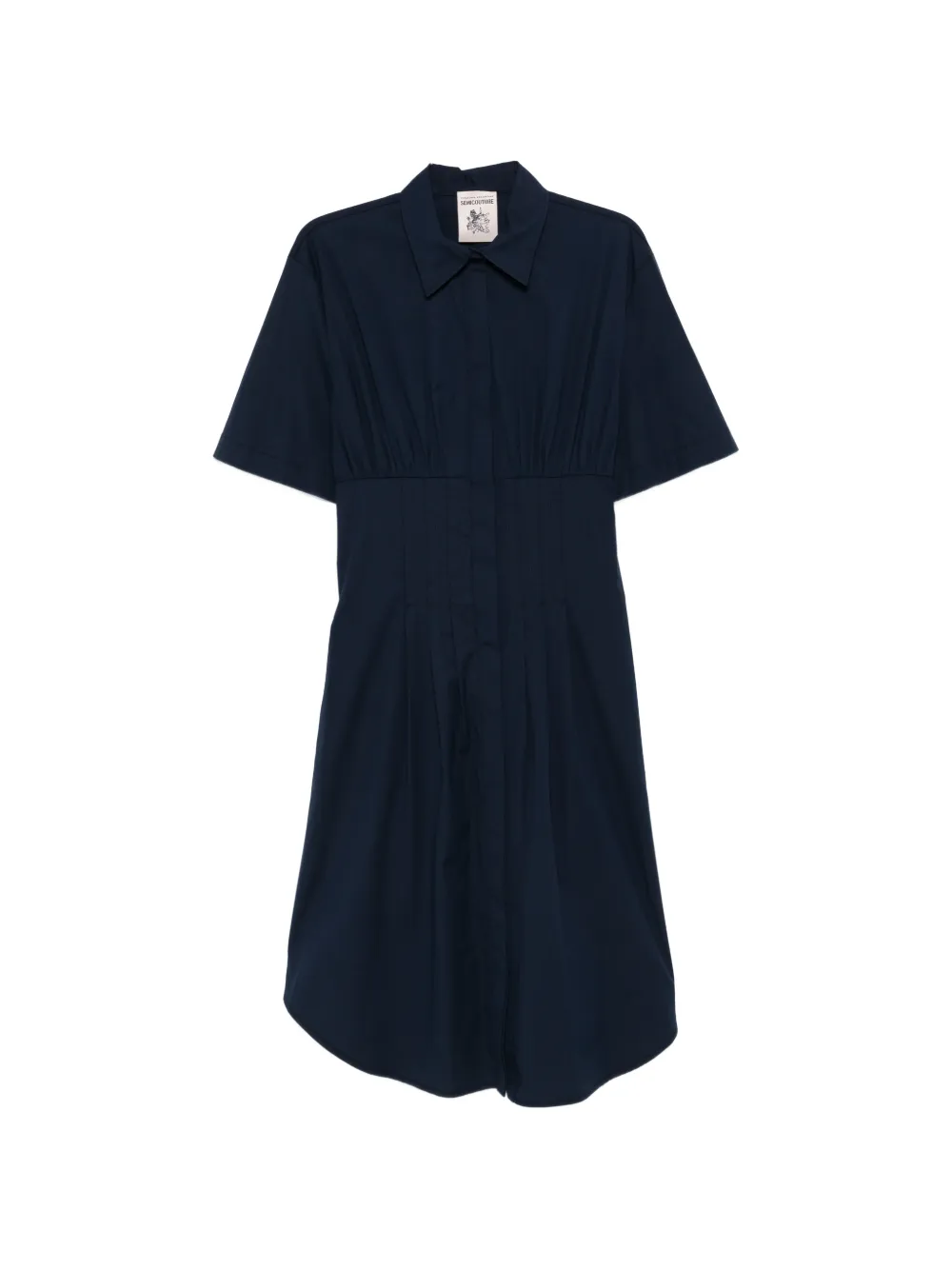 Semicouture Sandra collared short-sleeve midi dress - Blu