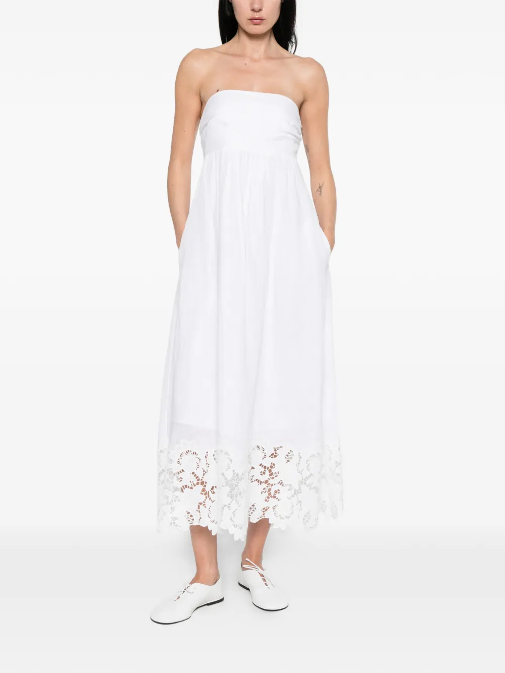 Max Mara Scena midi-jurk met kant Wit
