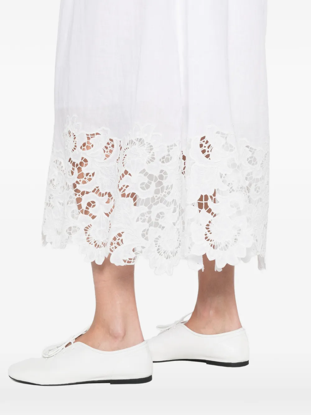 Max Mara Scena midi-jurk met kant Wit