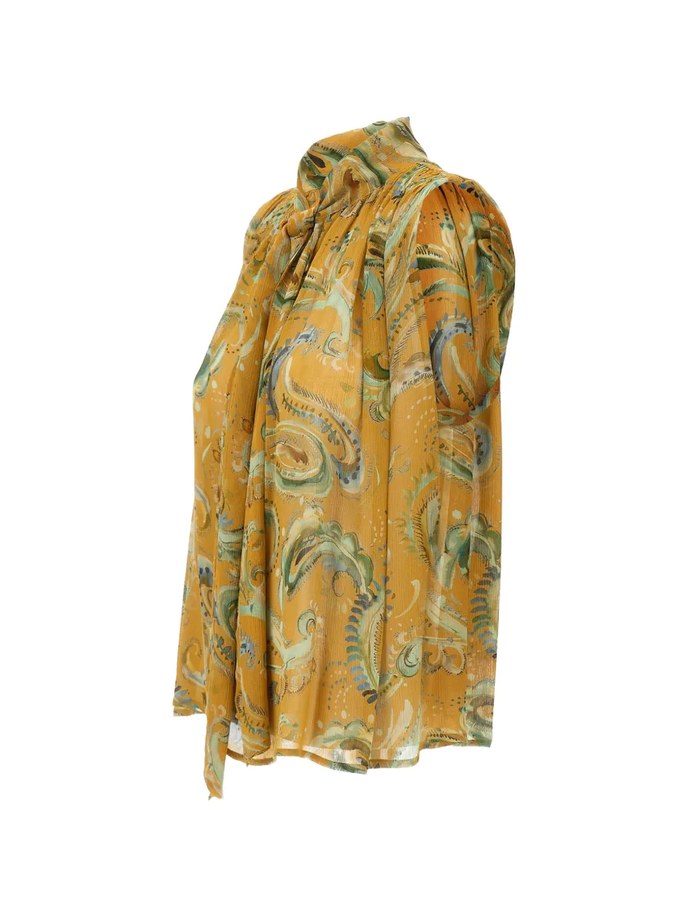  Marella Scarf-detail Paisley Blouse - Yellow 