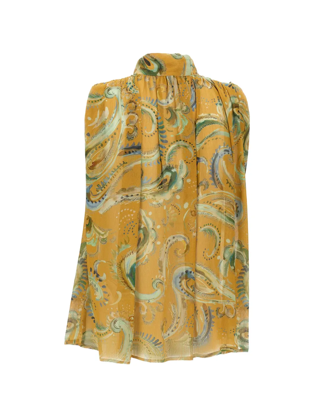  Marella Scarf-detail Paisley Blouse - Yellow 