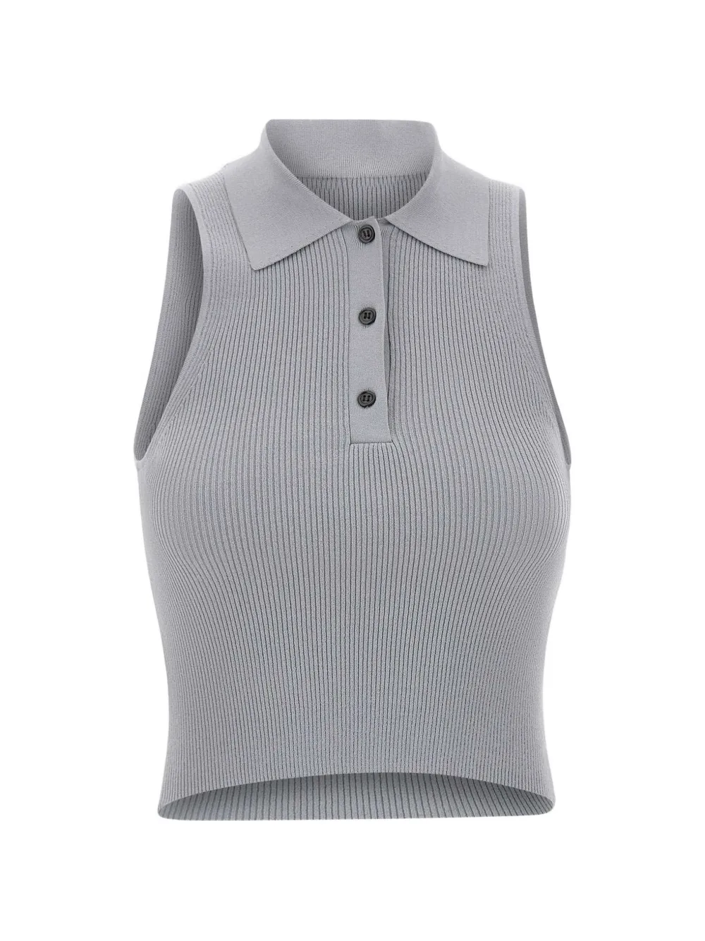 A. ROEGE HOVE Trine ribbed button polo top - Grigio