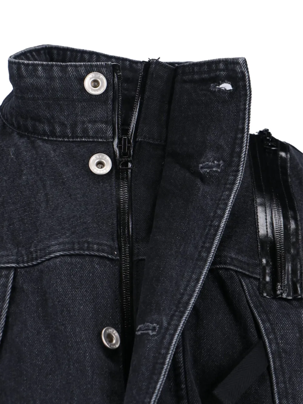 sacai Denim jack met rits Zwart