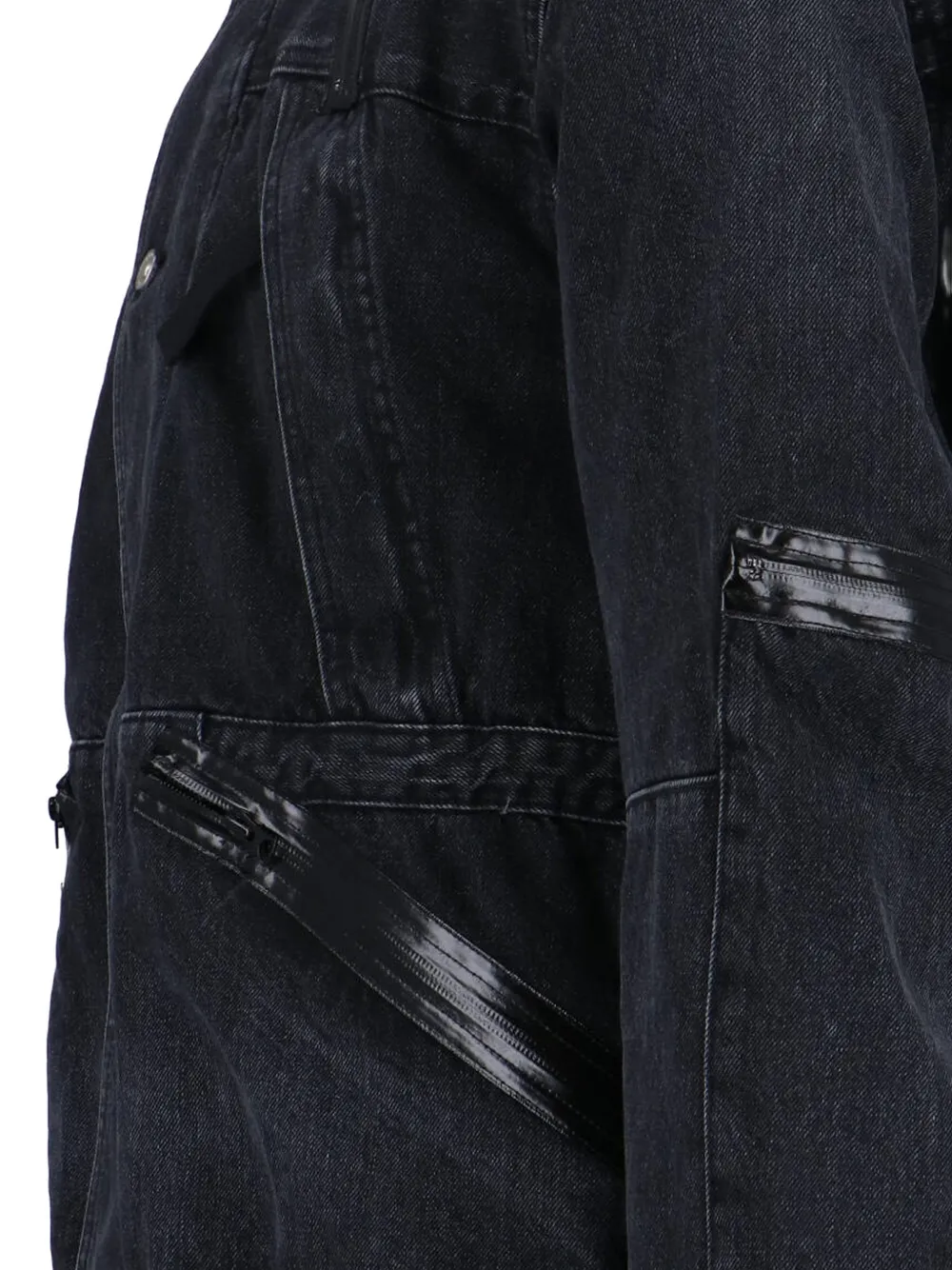 sacai Denim jack met rits Zwart