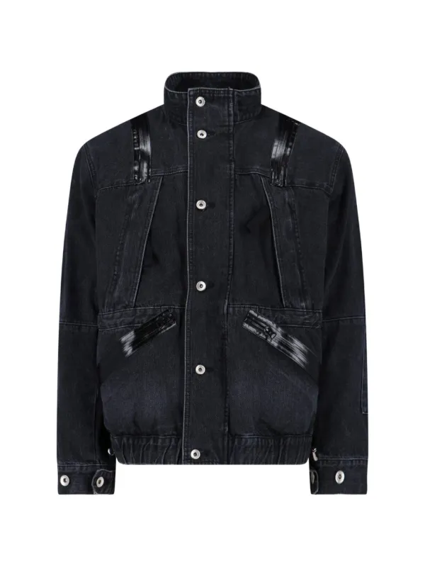 Sacai Zip Denim Jacket | Black | FARFETCH