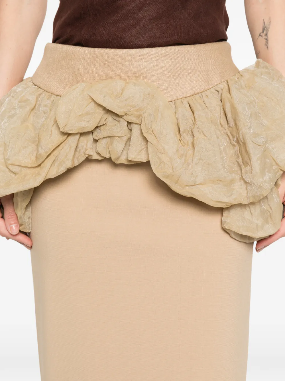 Max Mara Midi-rok met ruches Beige