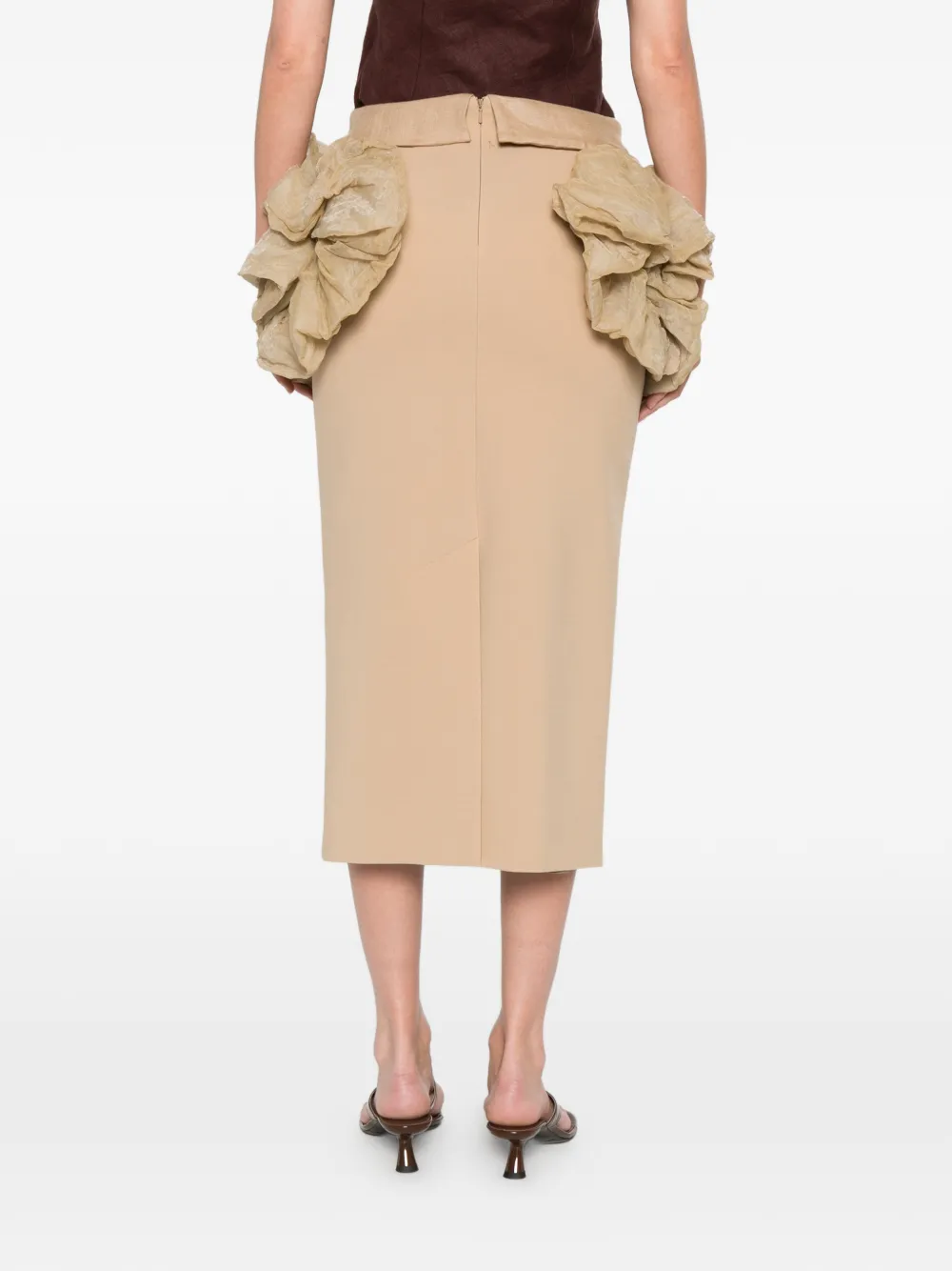 Max Mara Midi-rok met ruches Beige