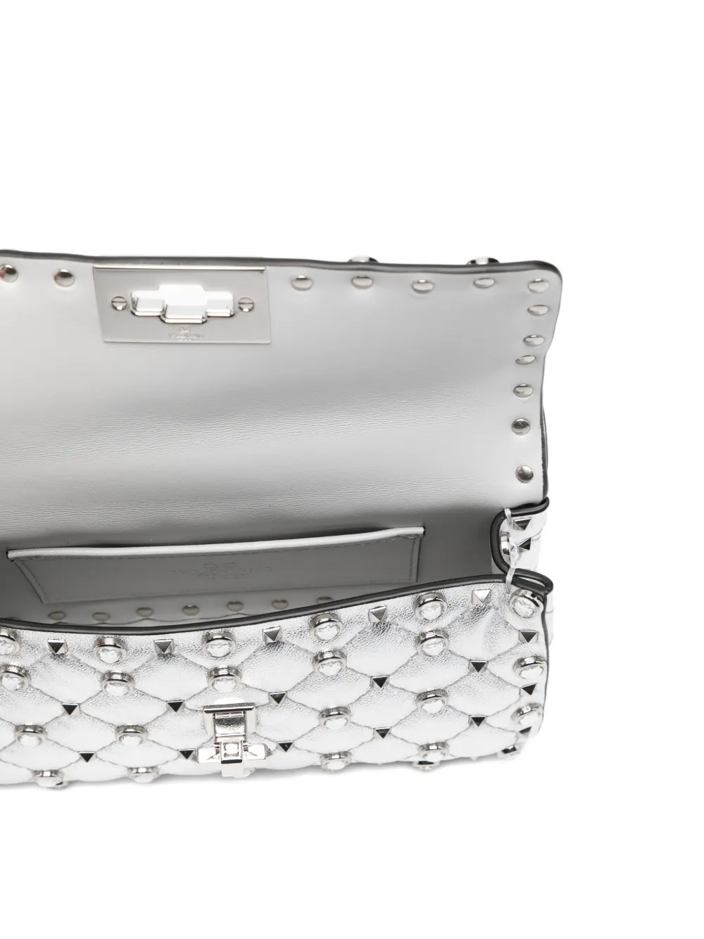 Valentino Garavani Gewatteerde shopper met studs Zilver