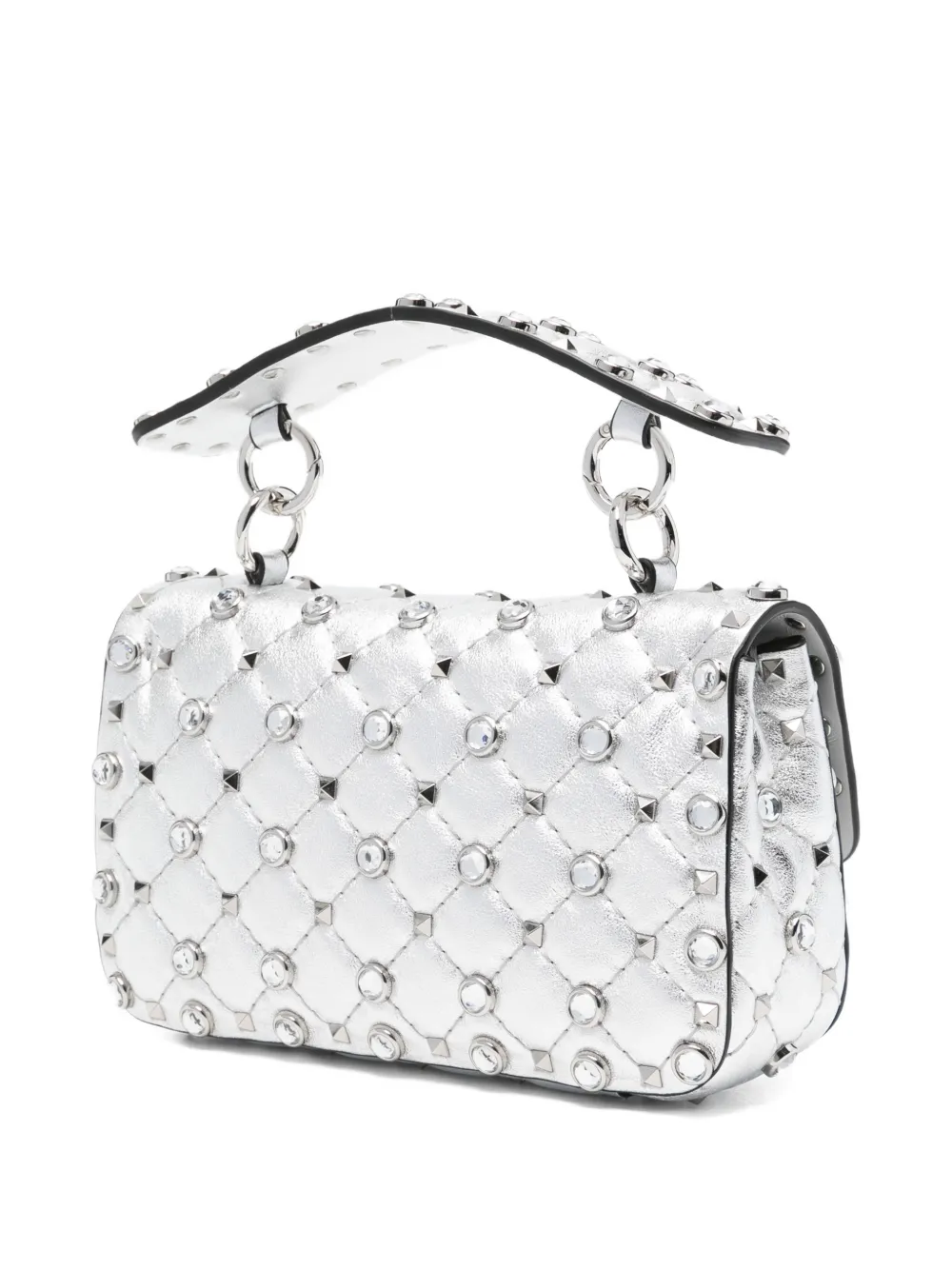 Valentino Garavani Gewatteerde shopper met studs Zilver