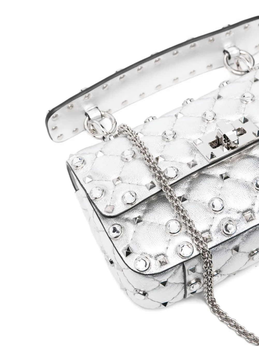 Valentino Garavani Gewatteerde shopper met studs Zilver