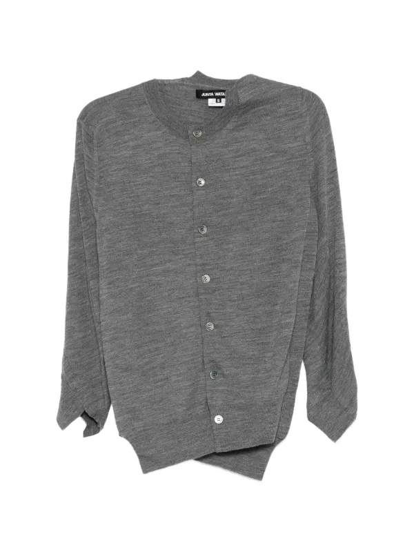 Junya Watanabe Crew-neck Asymmetric Cardigans in Grey