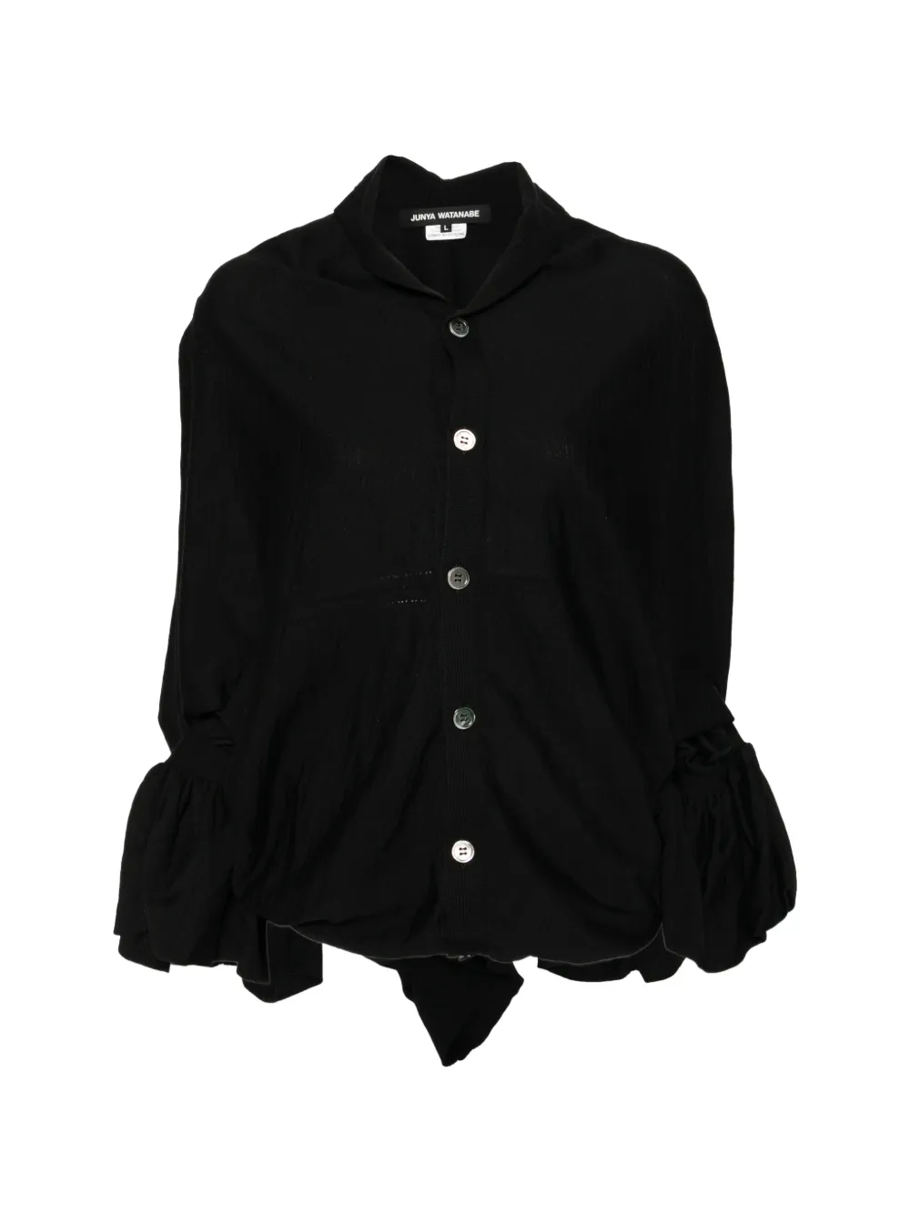 Junya Watanabe ruffled-sleeve cardigan - Nero