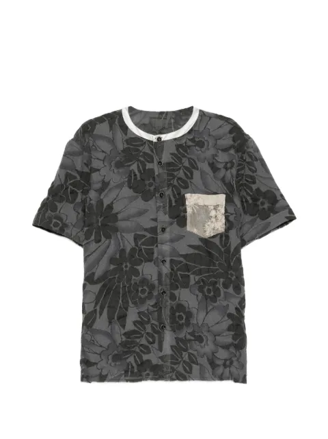 COMMUNS floral-print collarless shirt