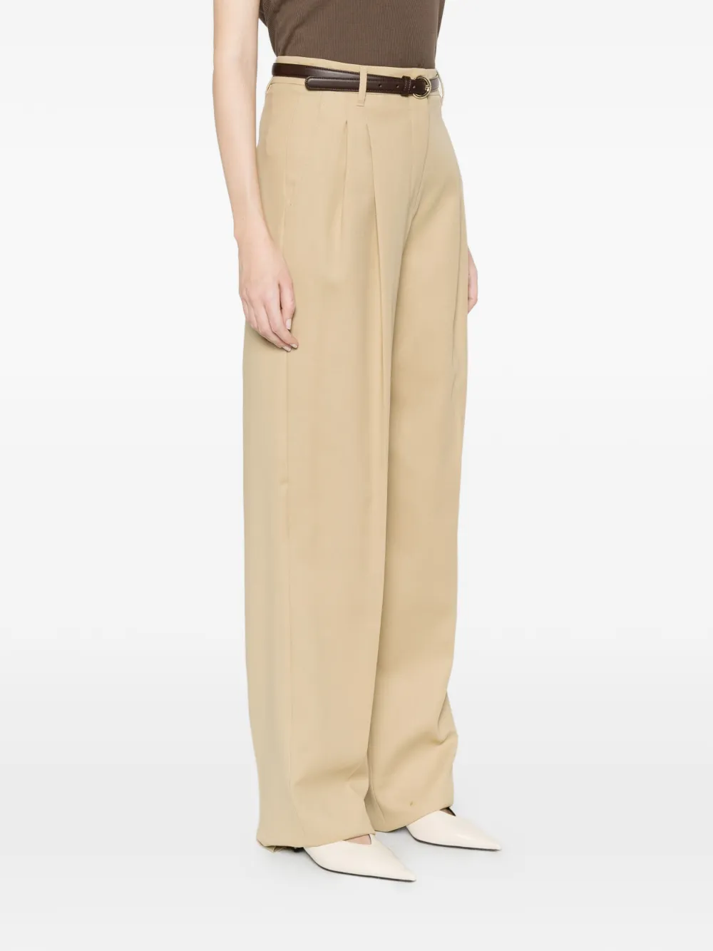 Max Mara Divo plooibroek met ceintuur Beige