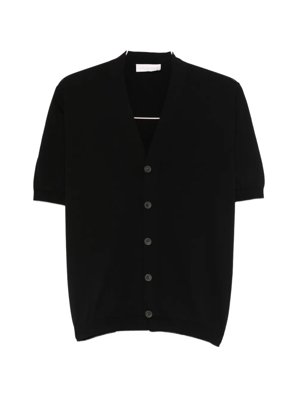 LUIGI GENTILE short-sleeved V-neck cardigan - Nero