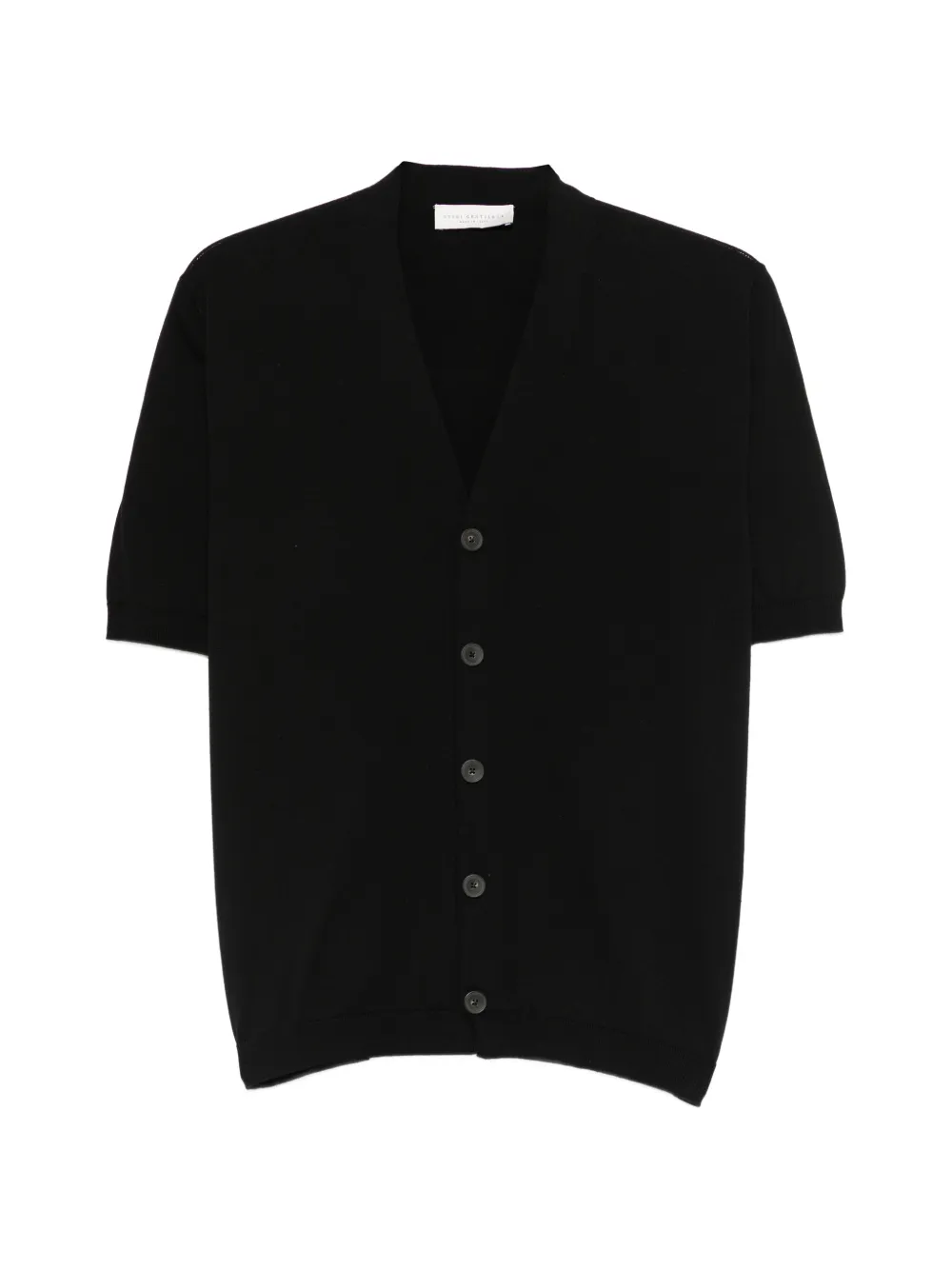 LUIGI GENTILE short-sleeved V-neck cardigan - Nero