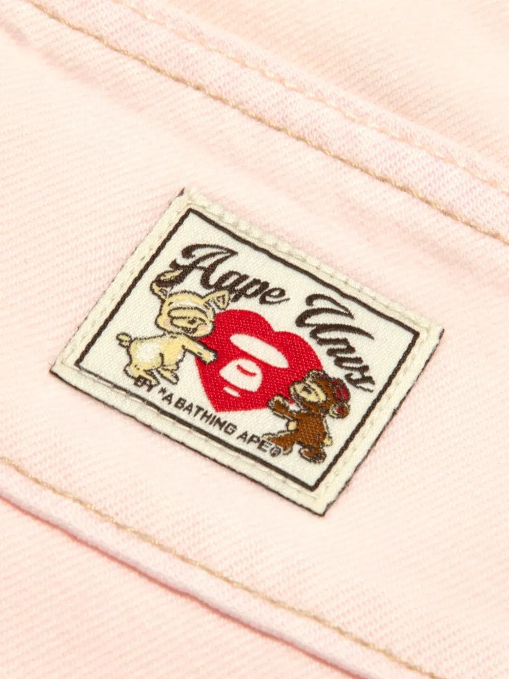 AAPE BY *A BATHING APE Shorts met franje en applicatie Roze