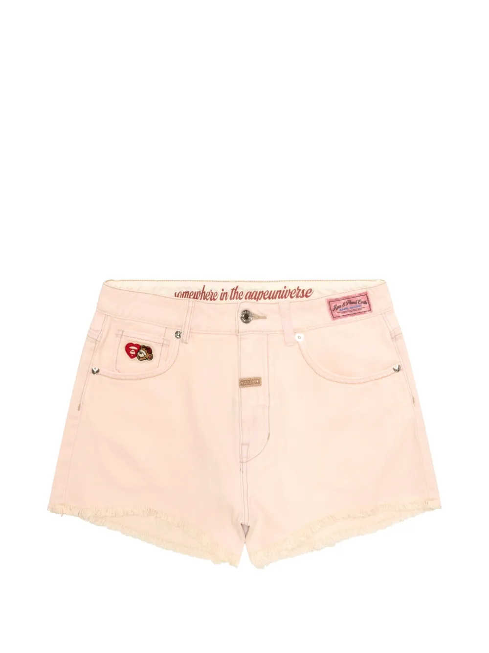 AAPE BY *A BATHING APE® frayed appliqué-detail shorts - Rosa