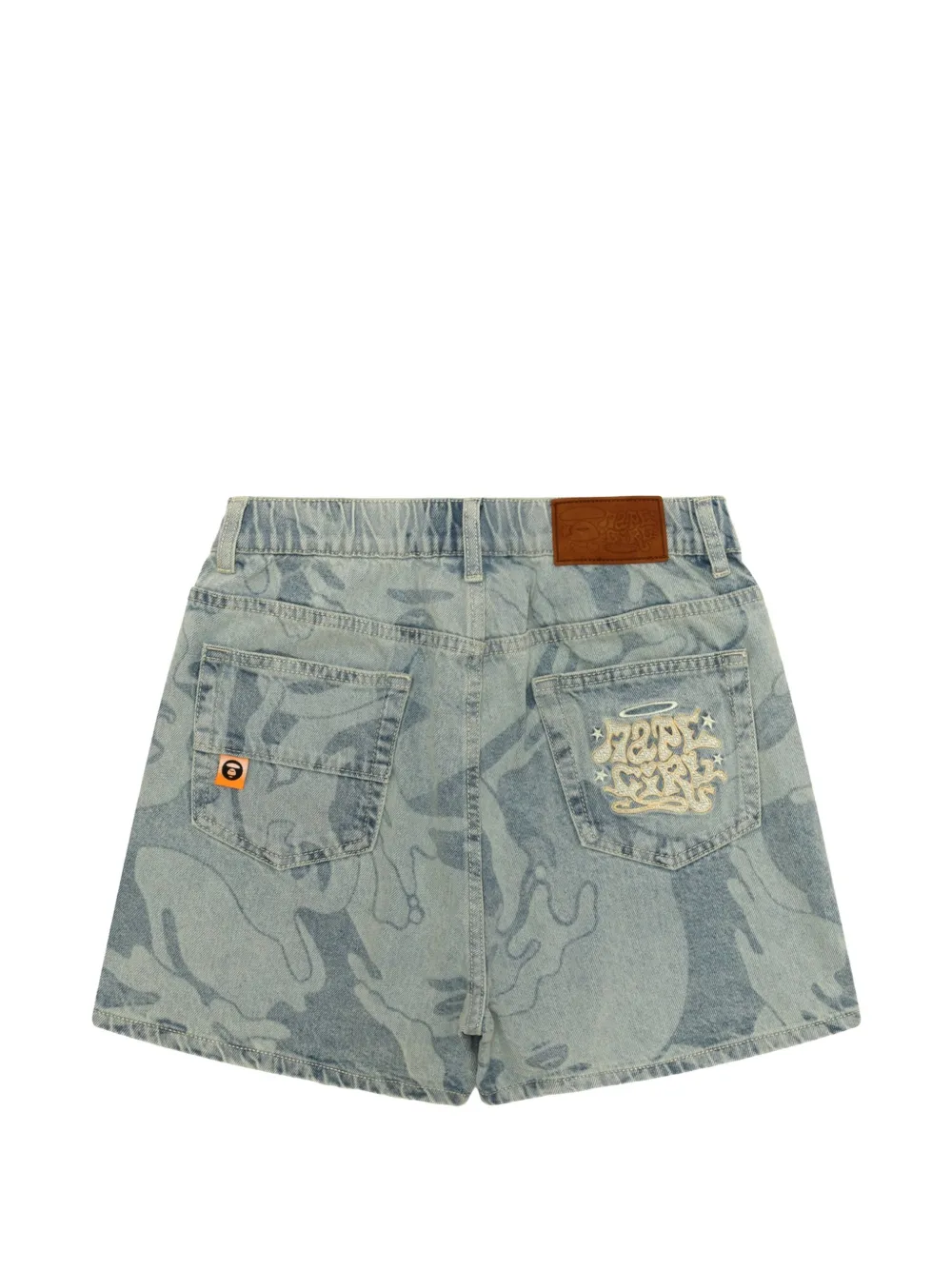  Aape By *a Bathing Ape® Embroidered-detail Denim Shorts - Blue 