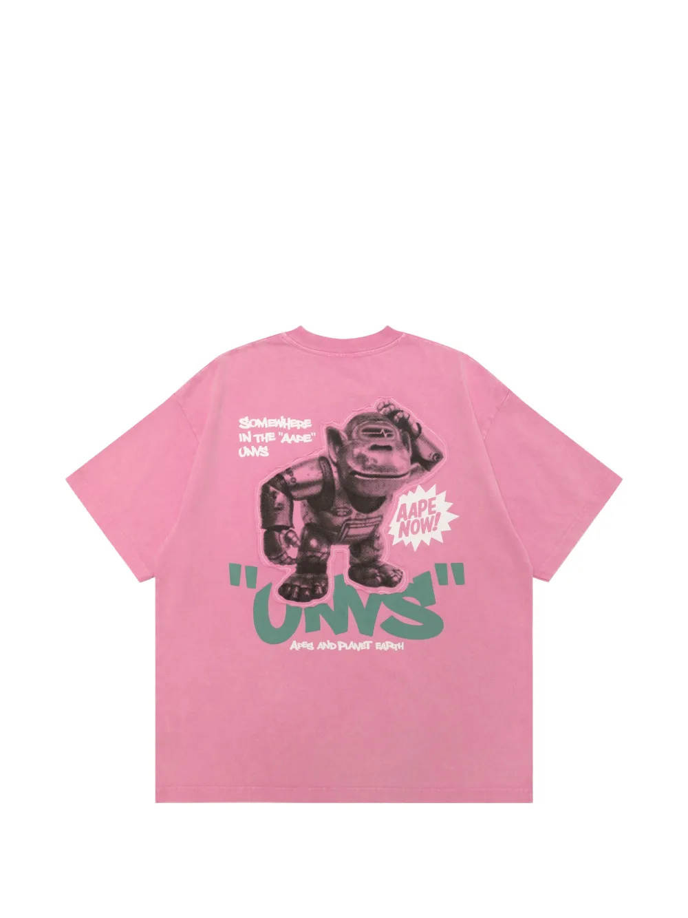 AAPE BY *A BATHING APE T-shirt met grafische robot-print Roze