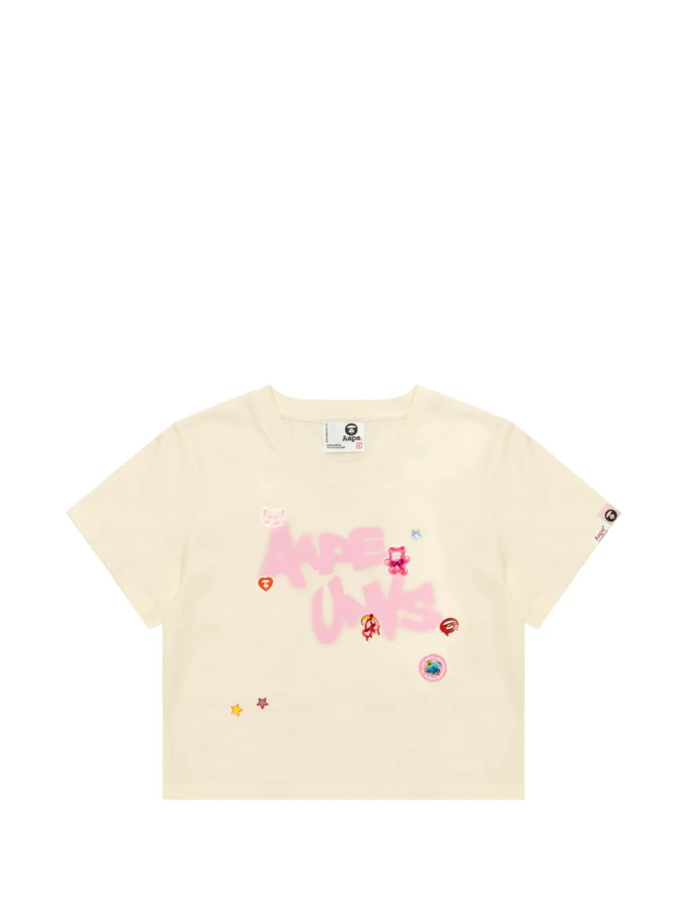 AAPE BY *A BATHING APE® printed cropped T-shirt - Toni neutri