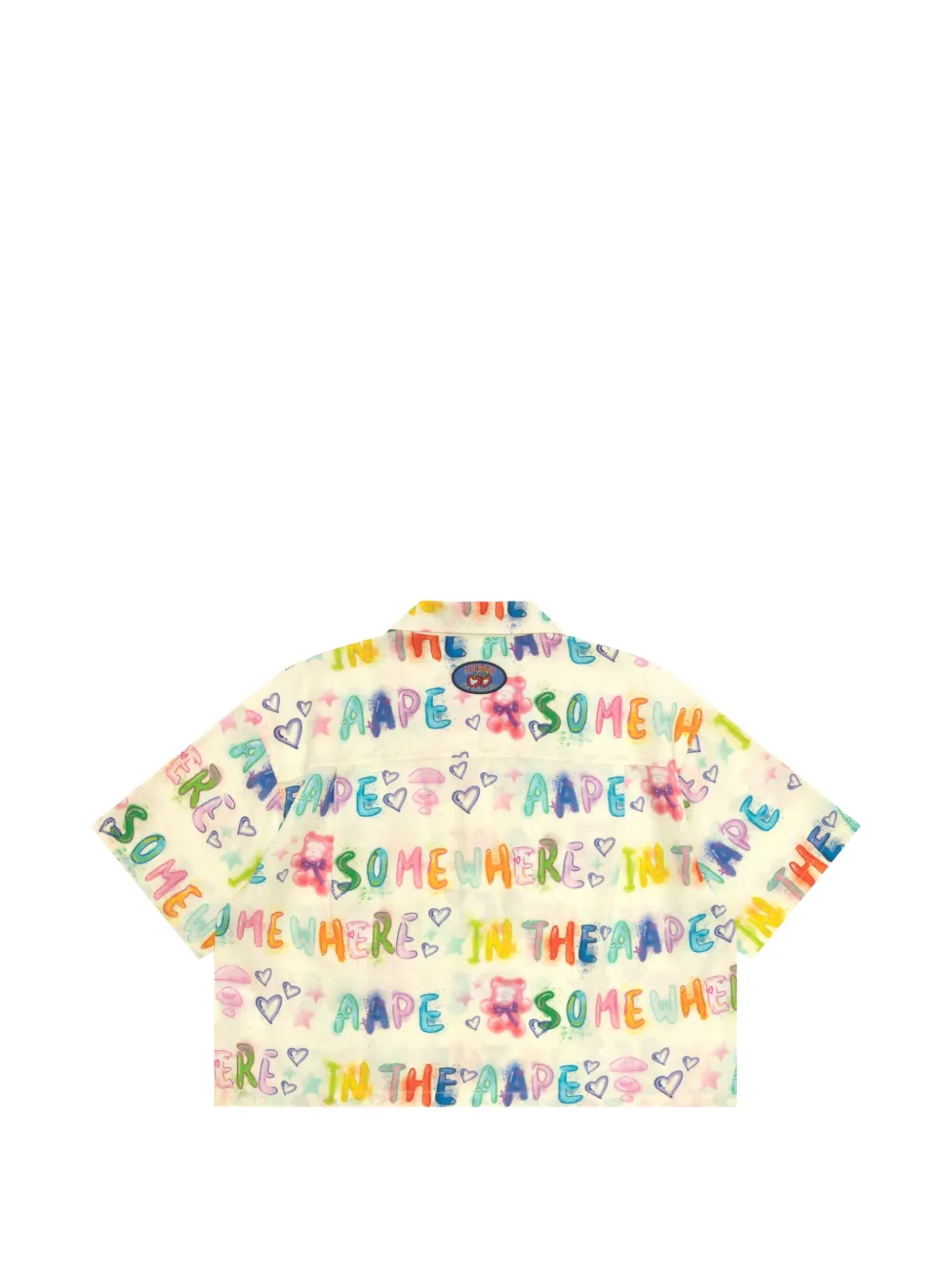 AAPE BY *A BATHING APE blouse met grafische print en korte mouwen Beige