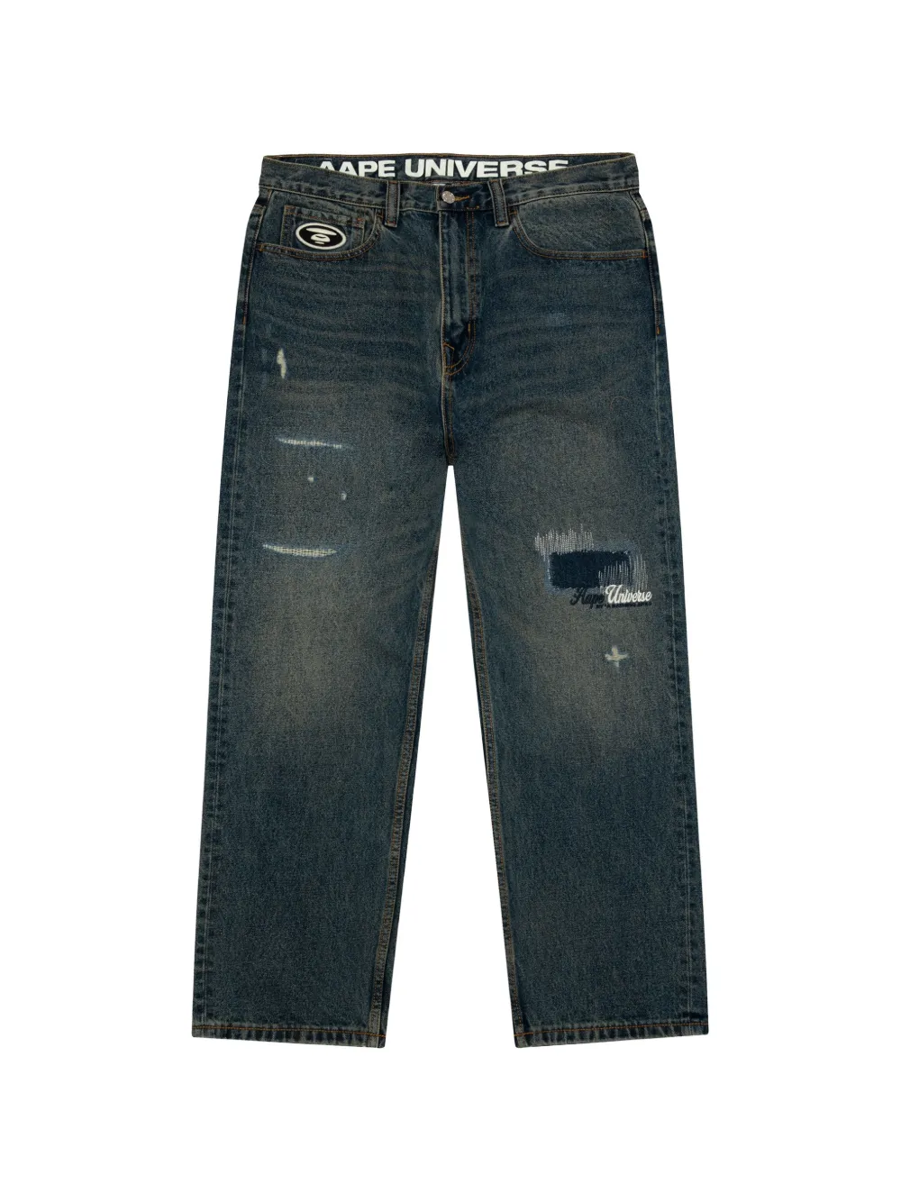 AAPE BY *A BATHING APE® distressed trousers - Blu