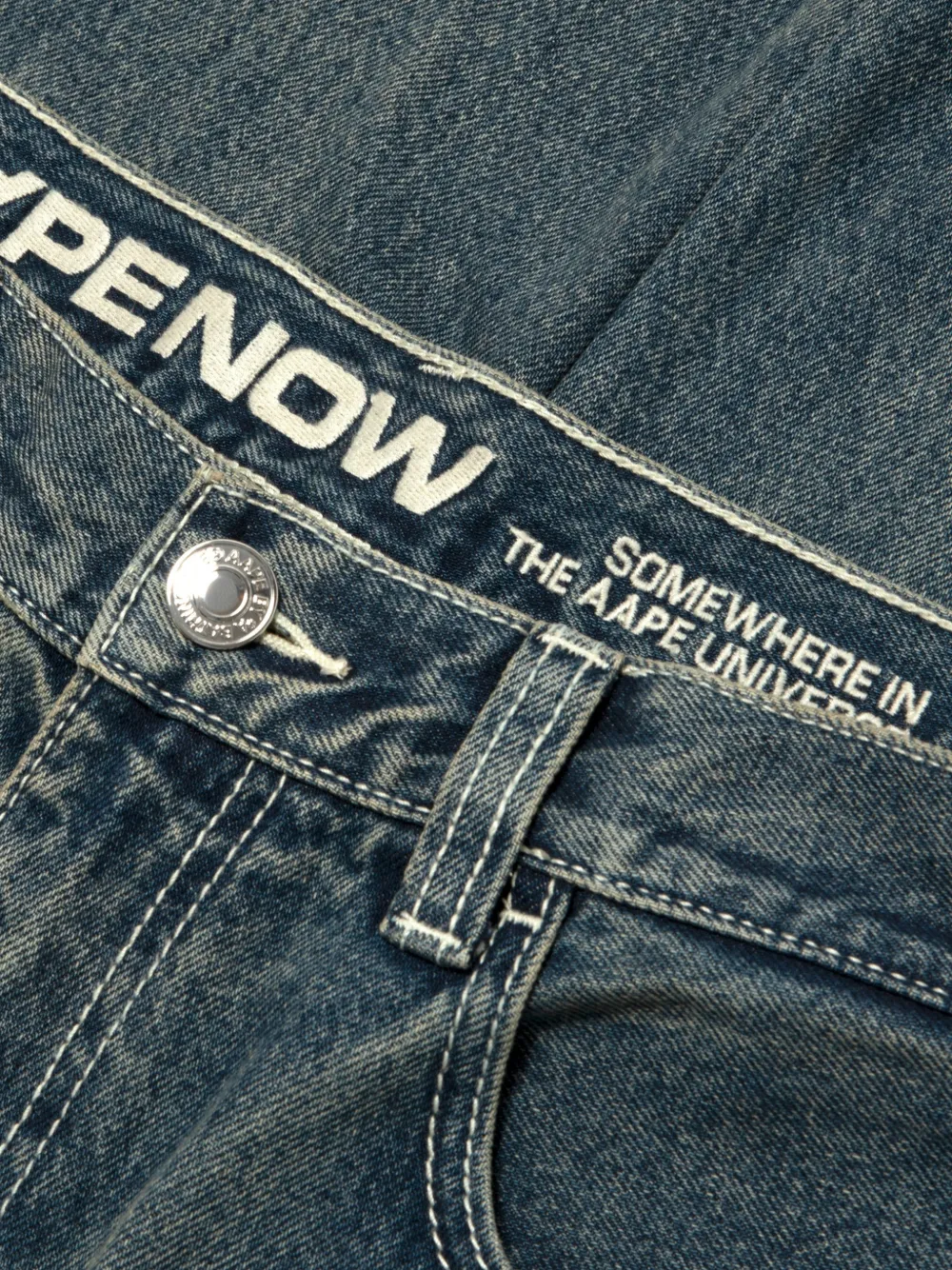 AAPE BY *A BATHING APE Broek met logopatch Blauw