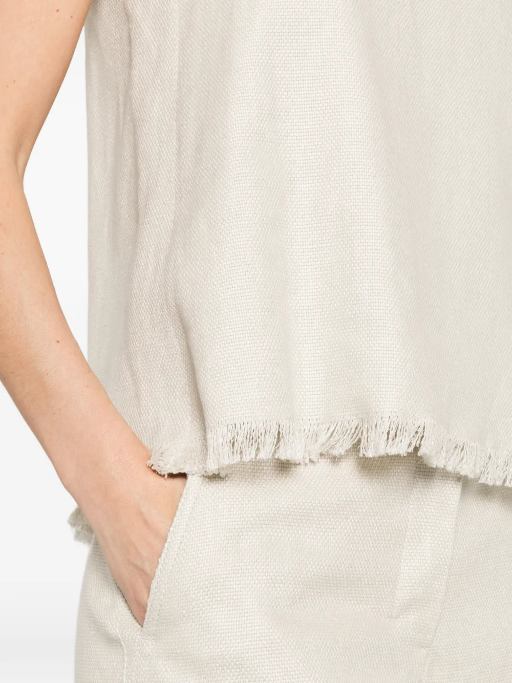 'S Max Mara Anika top met ronde hals en franje Beige