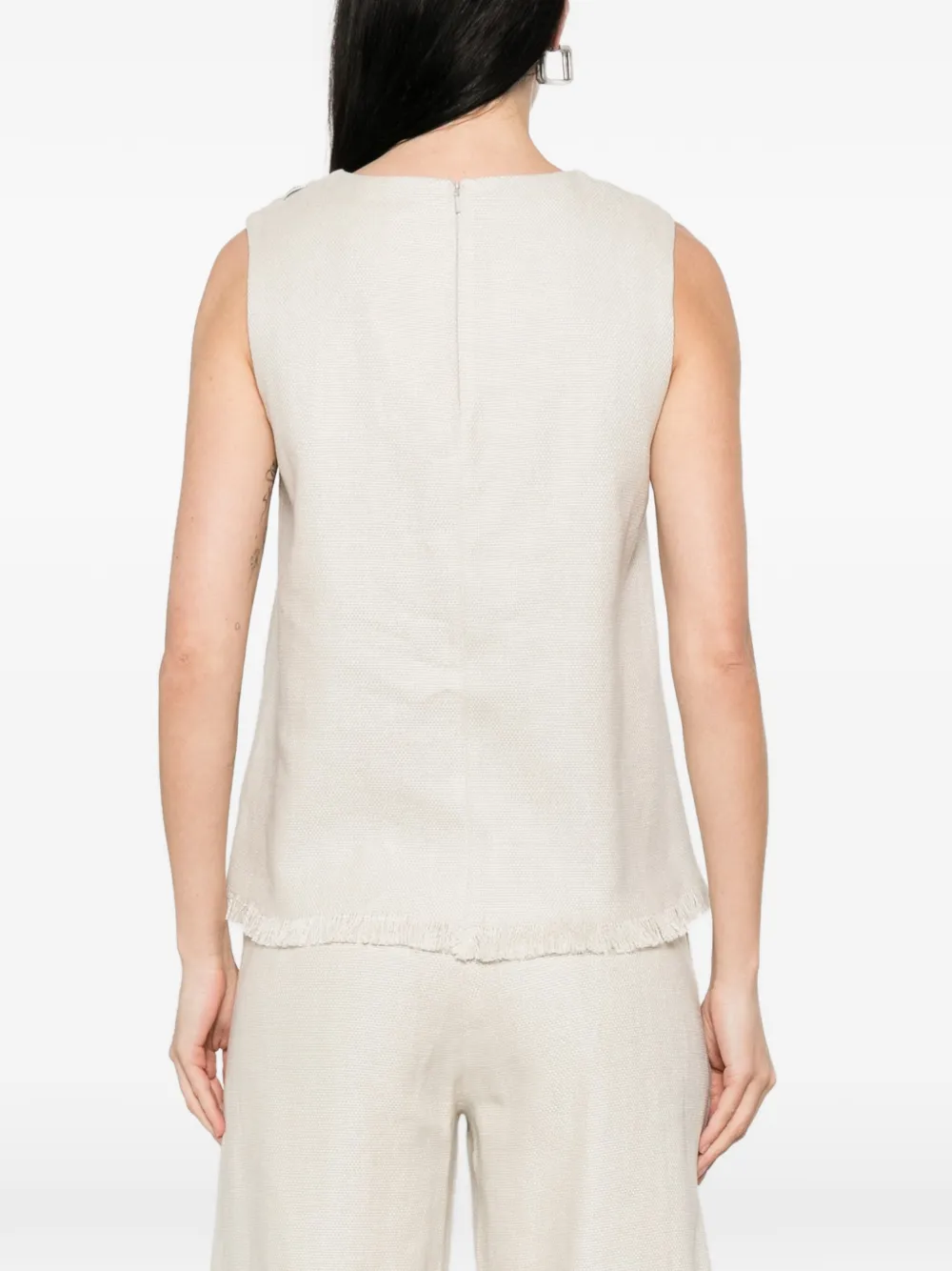'S Max Mara Anika top met ronde hals en franje Beige
