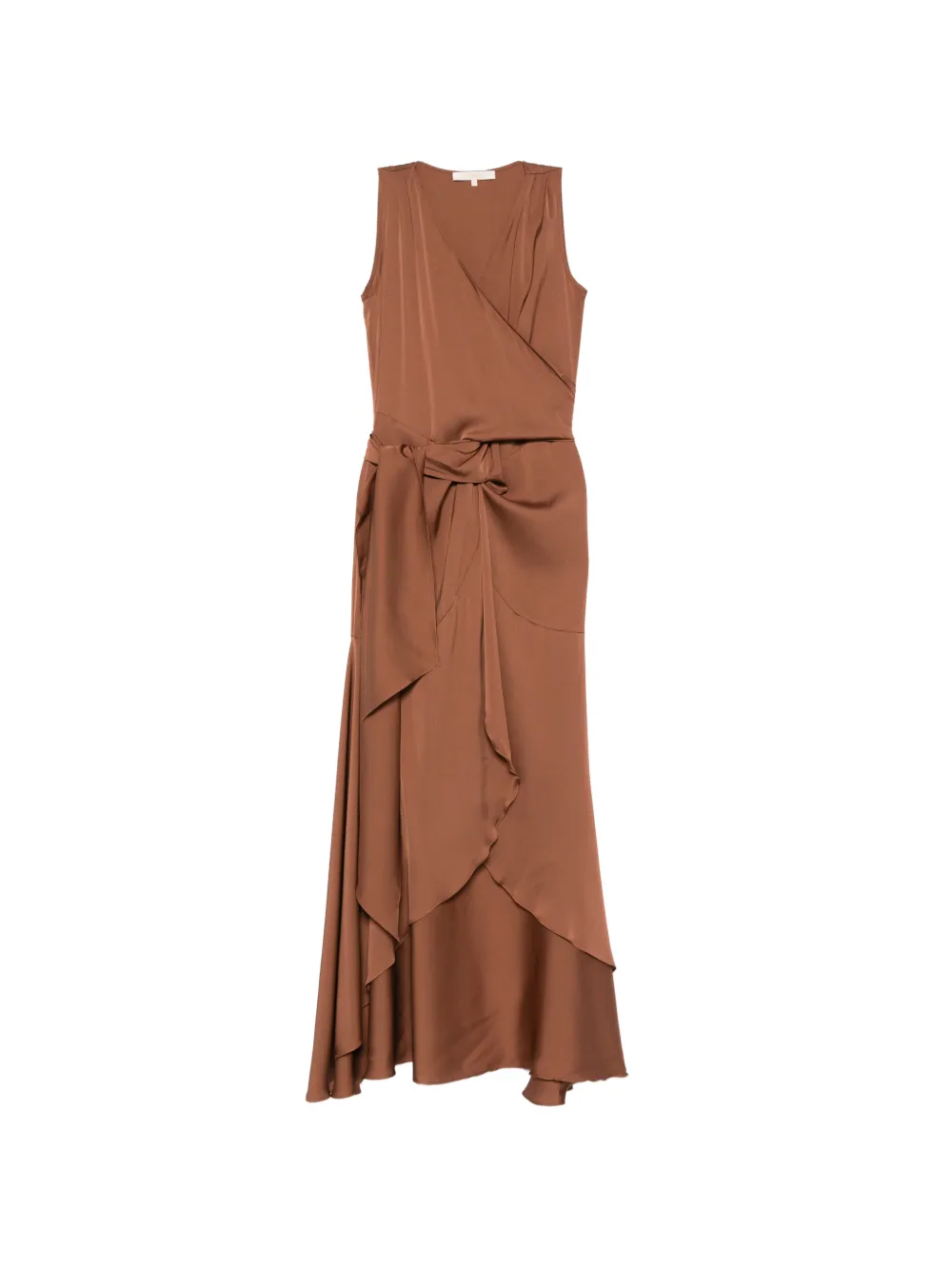 SILK95FIVE Shangri La draped V-neck dress - Marrone