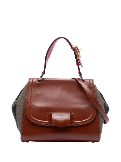 Fendi Pre-Owned 2010-2025 Leather and Pequin Canvas Silvana satchel