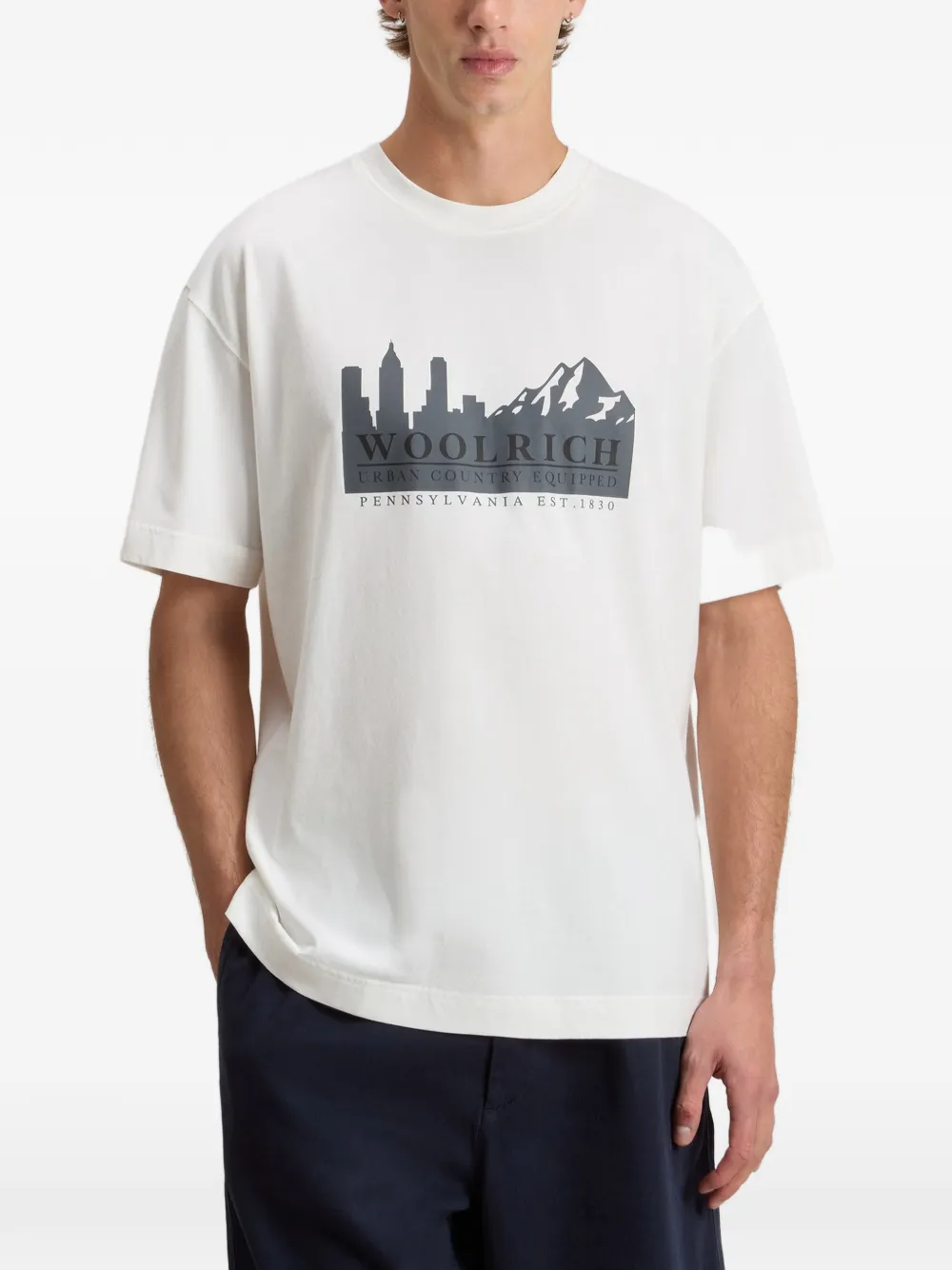 Woolrich T-shirt met print en ronde hals Wit
