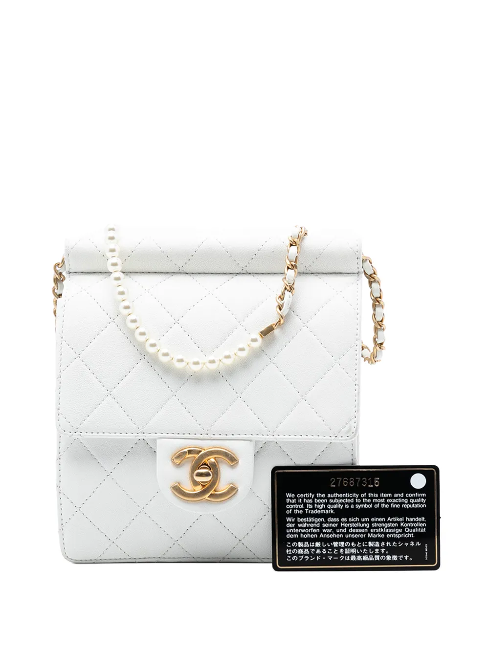 2019 Small Quilted Lambskin Chic Pearls Flap Crossbody Bag