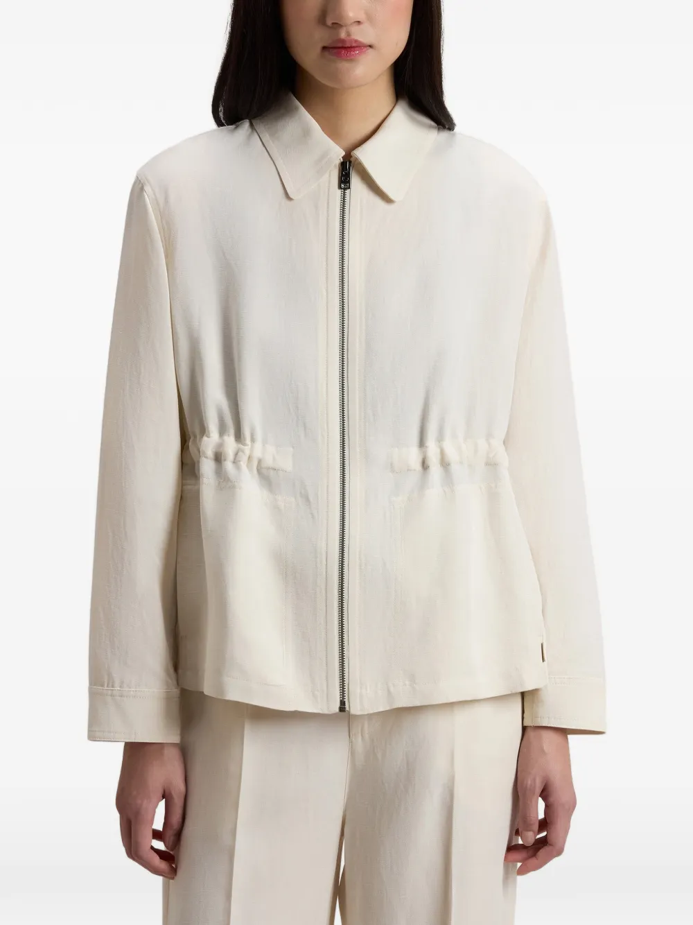  Woolrich Drawstring Zip Overshirt - White 