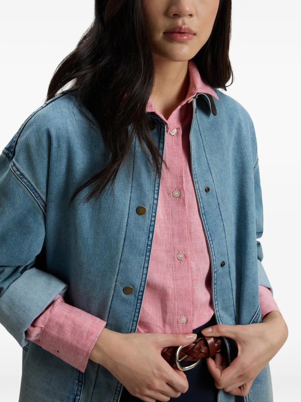 Woolrich Denim jack met zak en shirtkraag Blauw