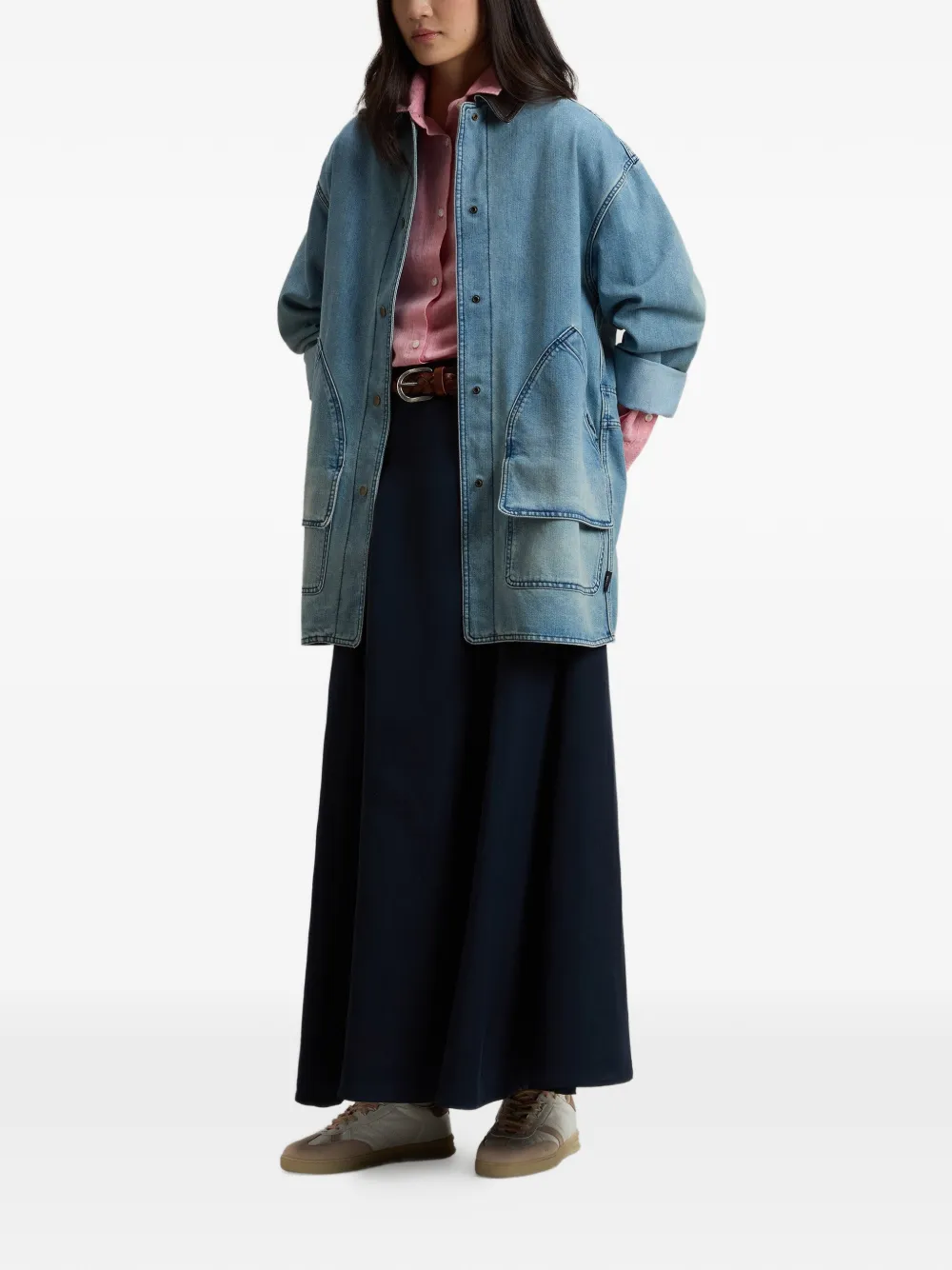 Woolrich Denim jack met zak en shirtkraag Blauw