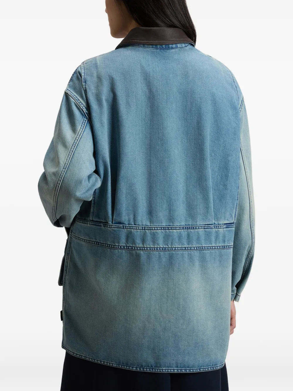 Woolrich Denim jack met zak en shirtkraag Blauw