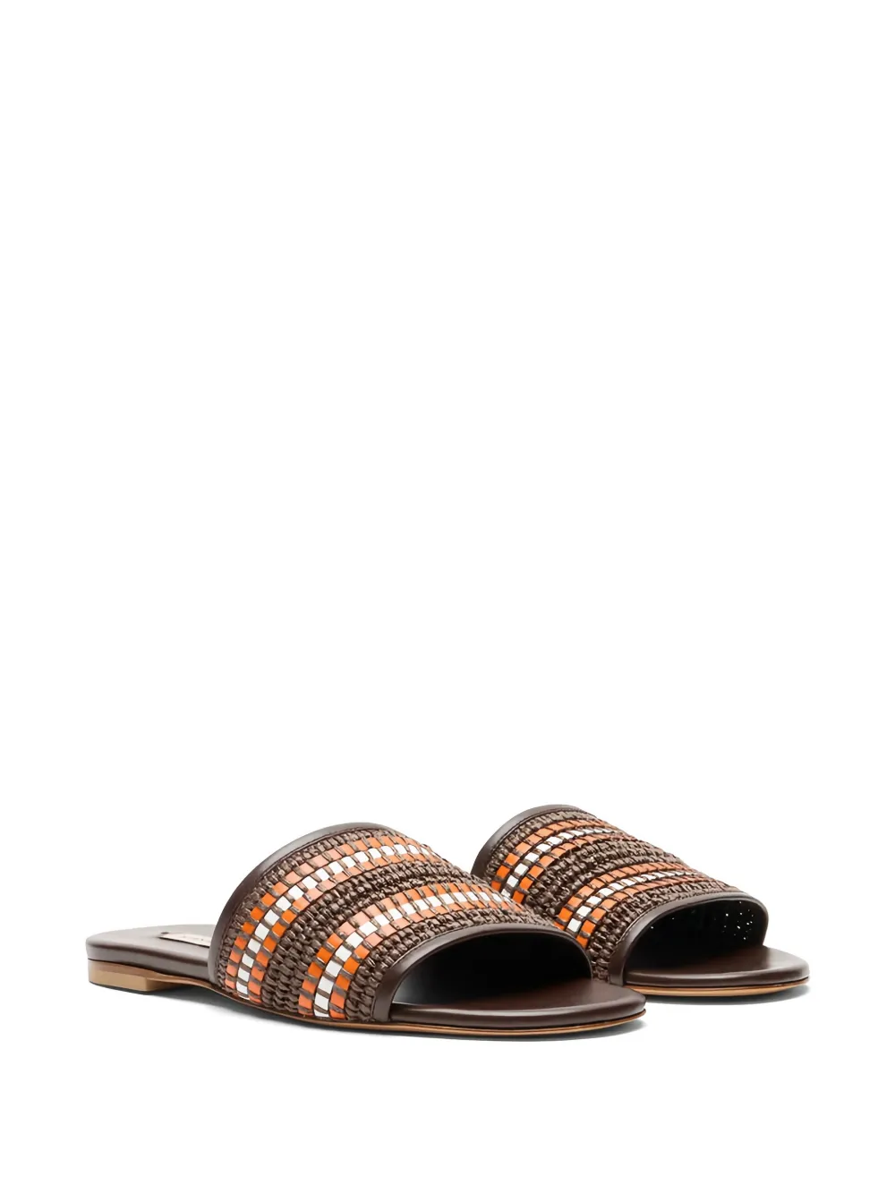Casadei braided leather flat sandals Bruin