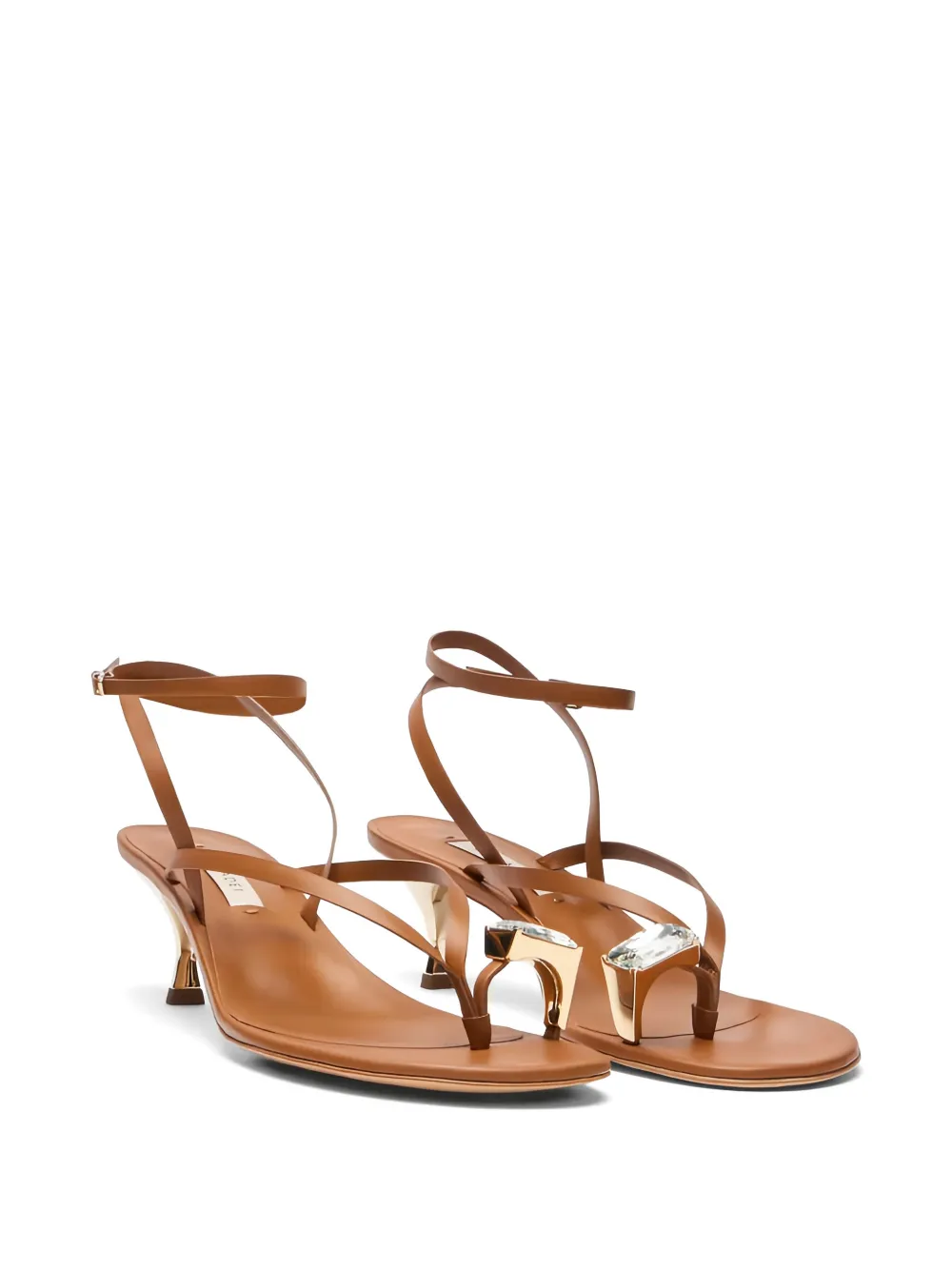Casadei Julia crystal-embellished leather sandals Bruin