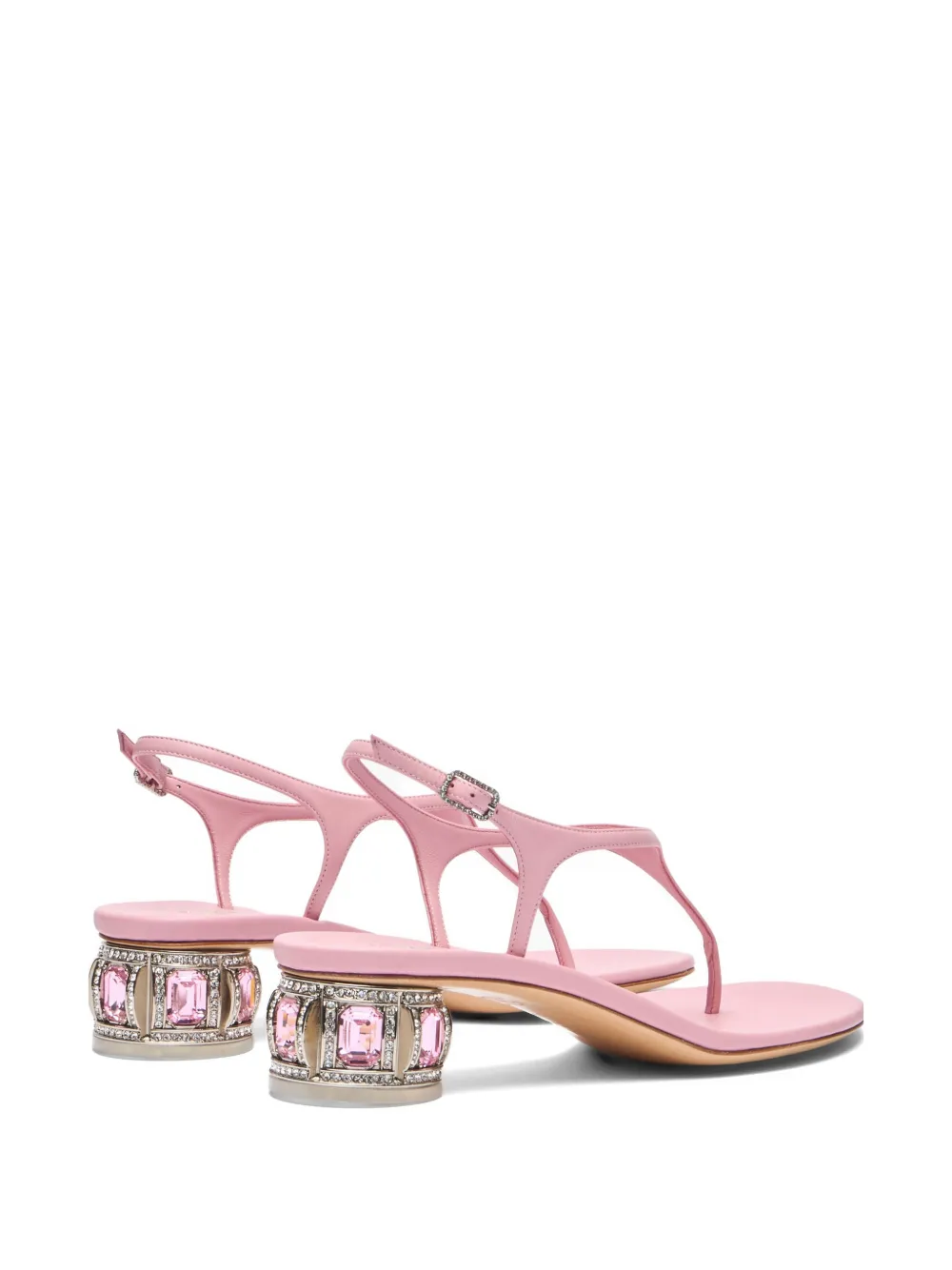 Casadei Belle Epoque crystal-embellished leather sandals Roze