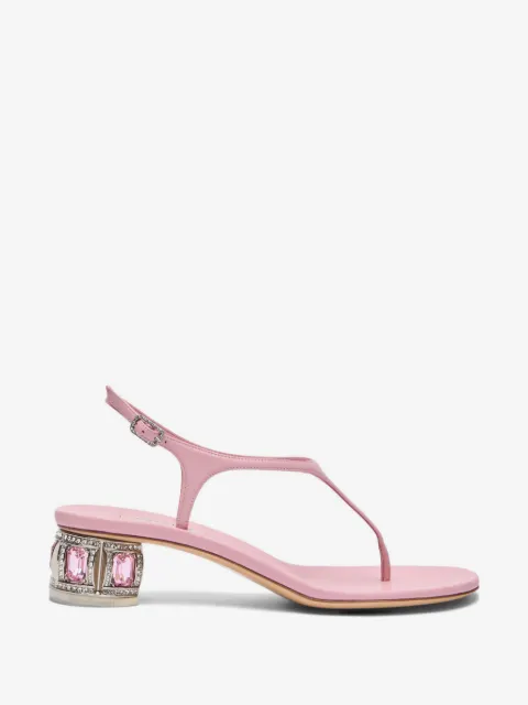 Casadei 벨 에포크 크리스털 장식 레더 샌들