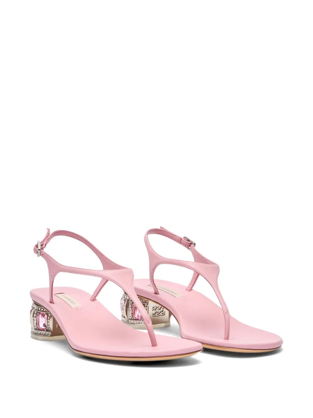 Casadei Belle Epoque crystal-embellished leather sandals Roze
