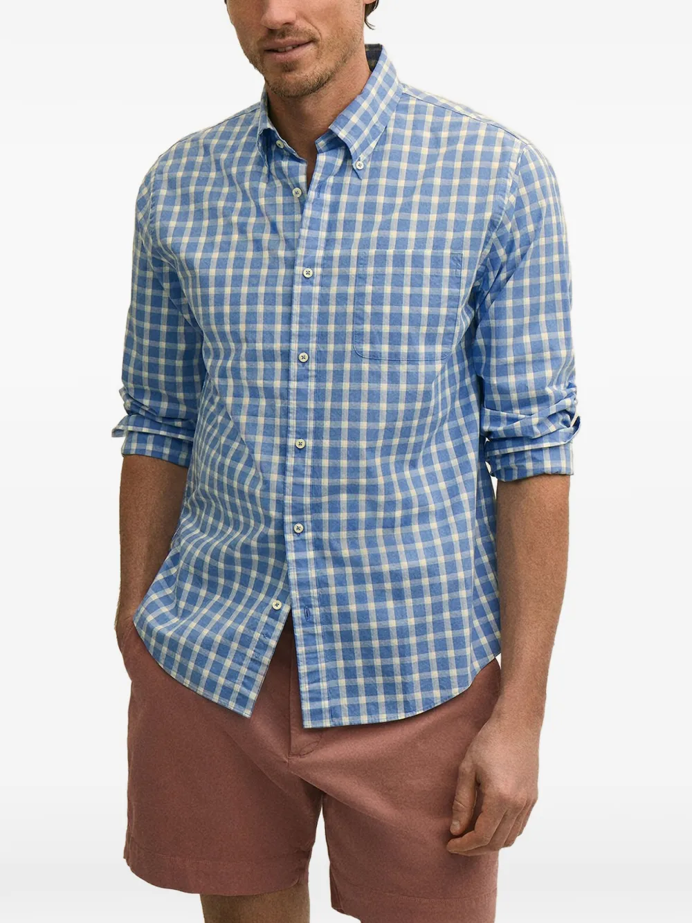 Brooks Brothers Geruit overhemd Blauw