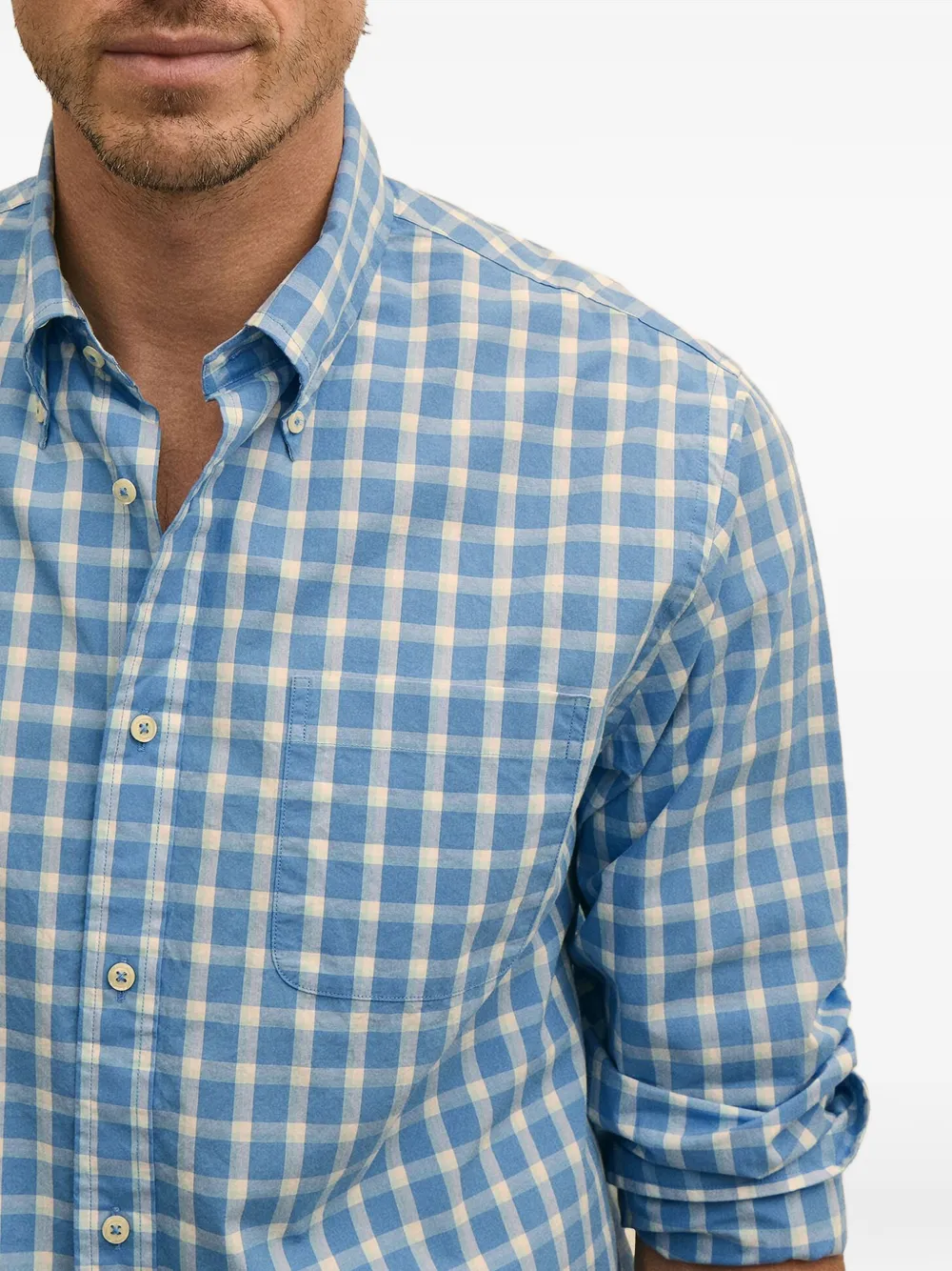 Brooks Brothers Geruit overhemd Blauw