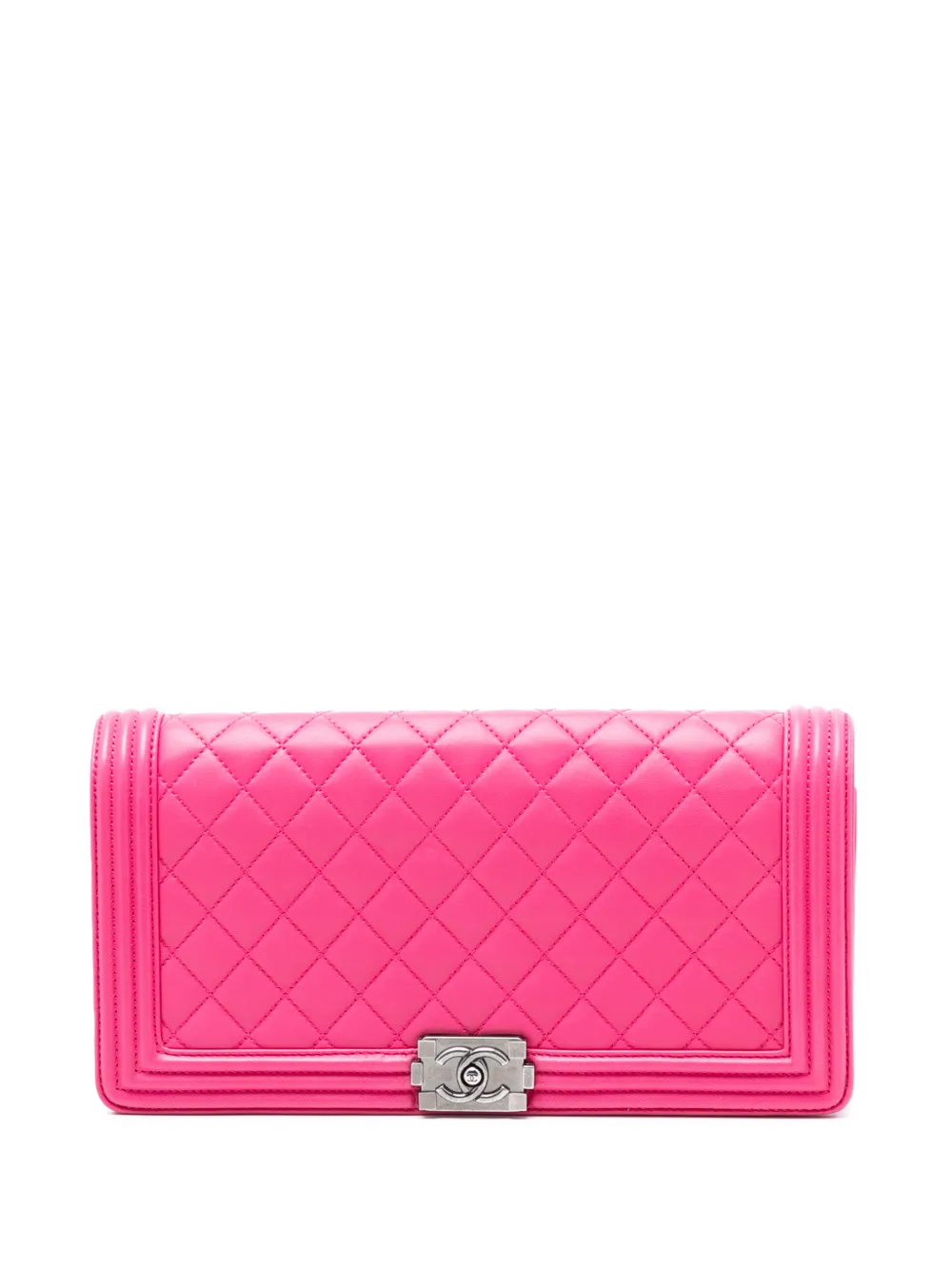 CHANEL Pre-Owned 2014 Quilted Lambskin Boy Flap clutch bag - Rosa