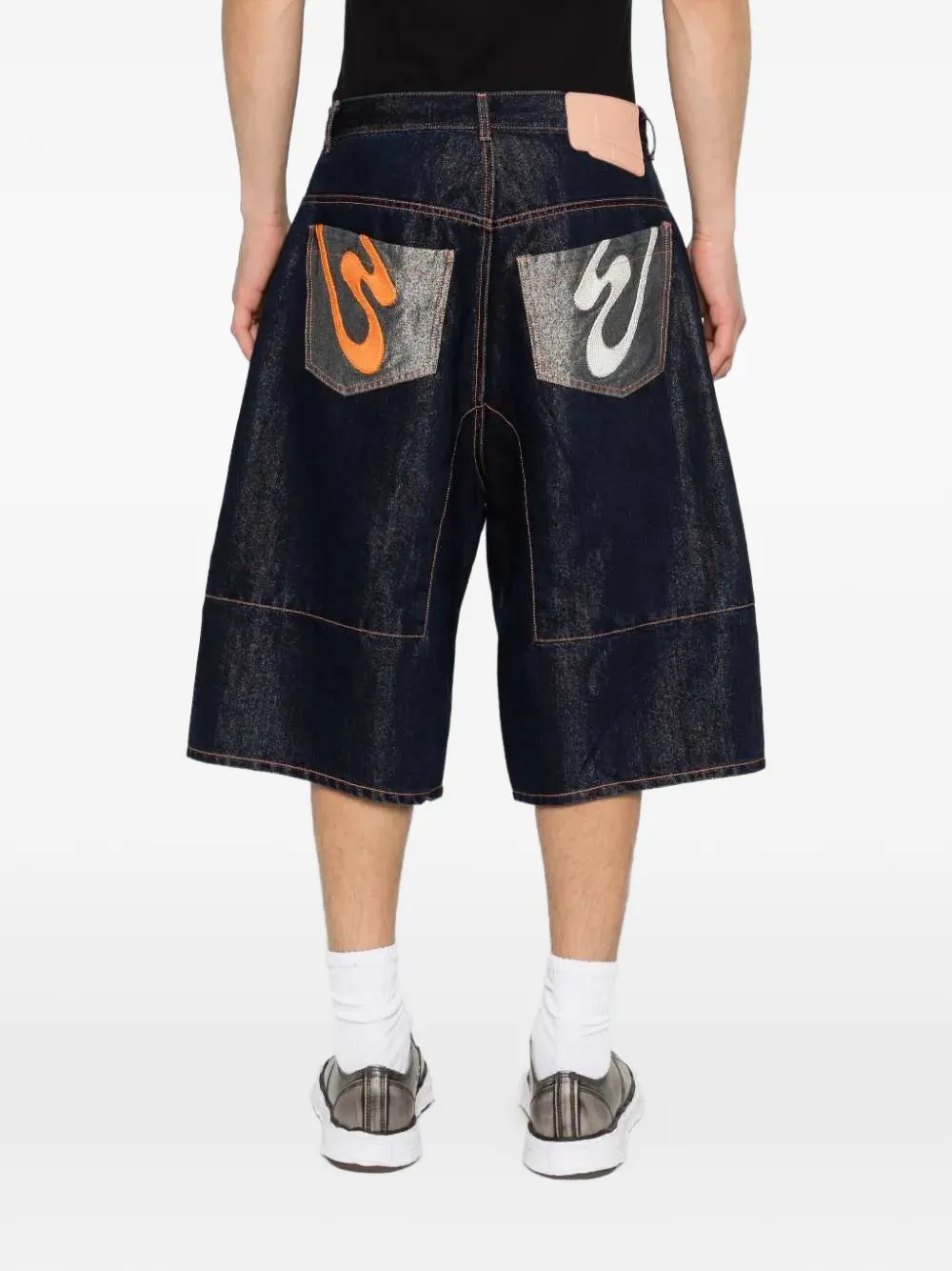 PDF Shorts met contrasterend stiksel Blauw