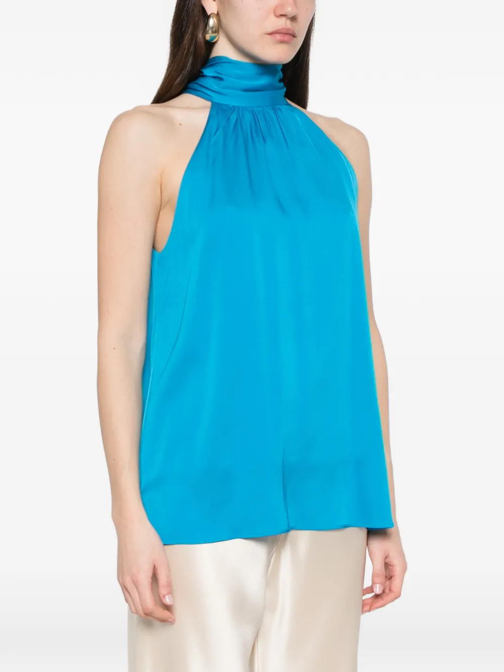  Silk95five Villete Gathered Halter Top - Blue 
