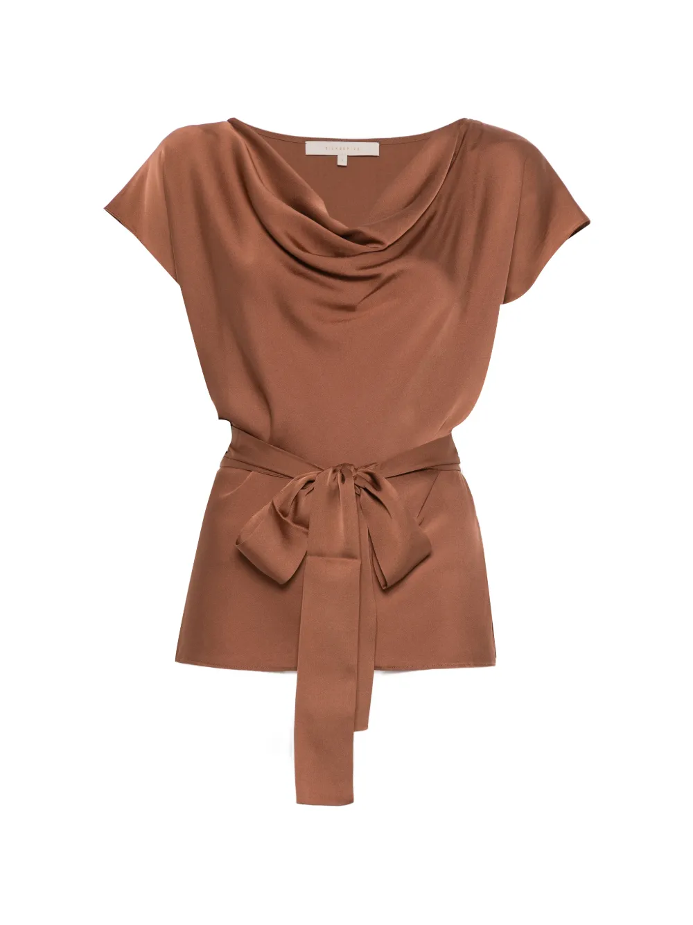 SILK95FIVE Mizner cowl-neck tie-waist blouse - Marrone